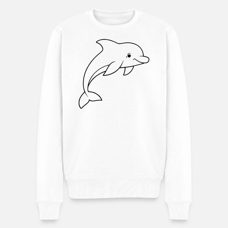 Minimalistic Dolphin - Männer Premium Bio Pullover - Weiß