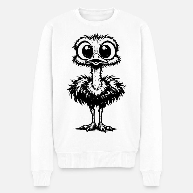 Großäugige Flaumeule - Männer Premium Bio Pullover - Weiß