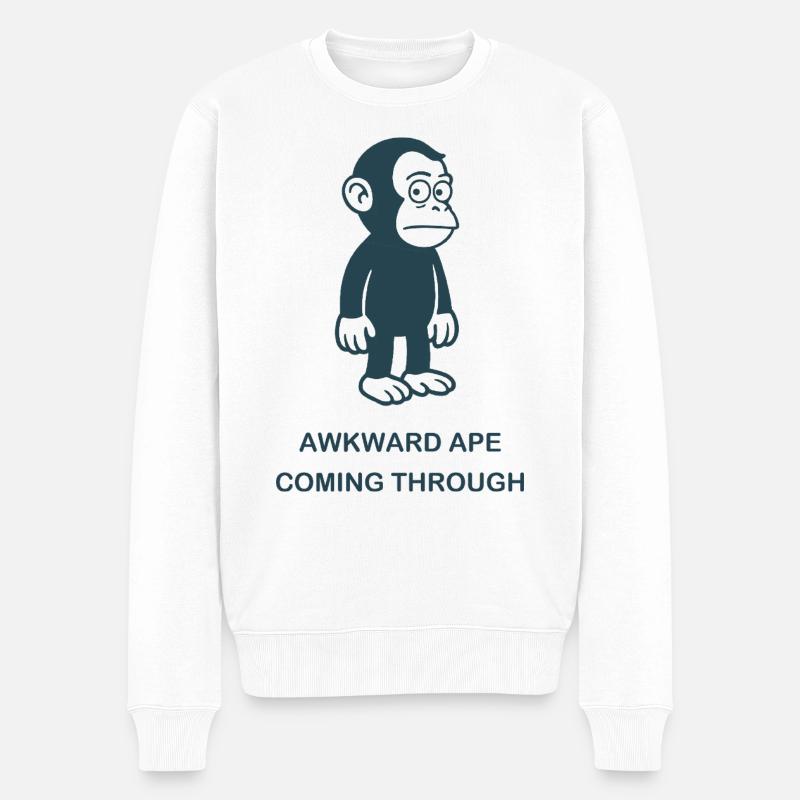 Introvertierter – Achtung - Männer Premium Bio Pullover - Weiß
