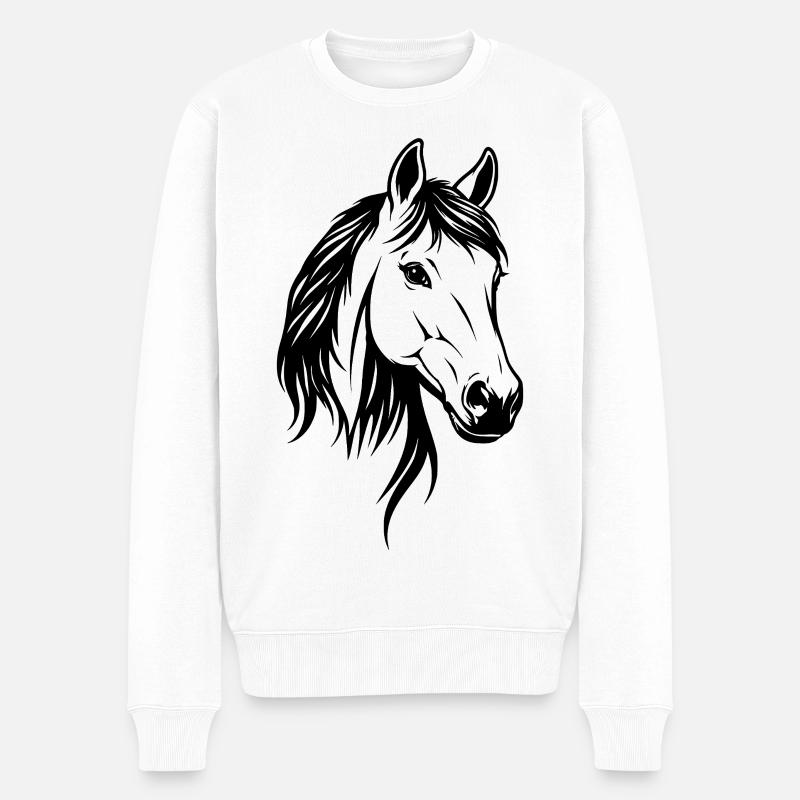 Pferdekopf - Männer Premium Bio Pullover - Weiß