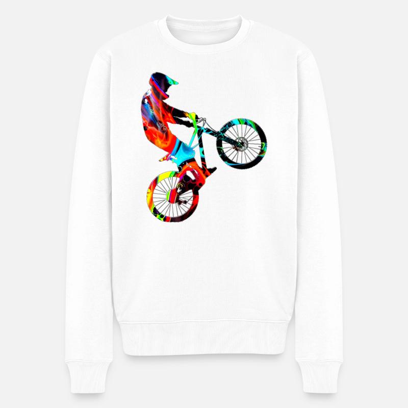 Mountainbike Wheelie - Männer Premium Bio Pullover - Weiß
