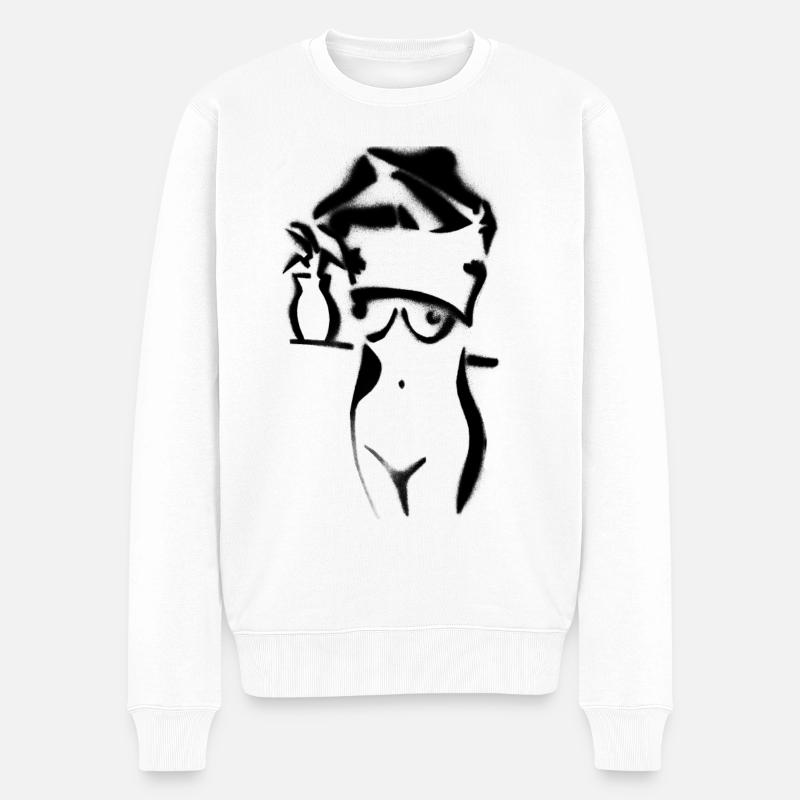 Straßenkunst ausziehen - Männer Premium Bio Pullover - Weiß