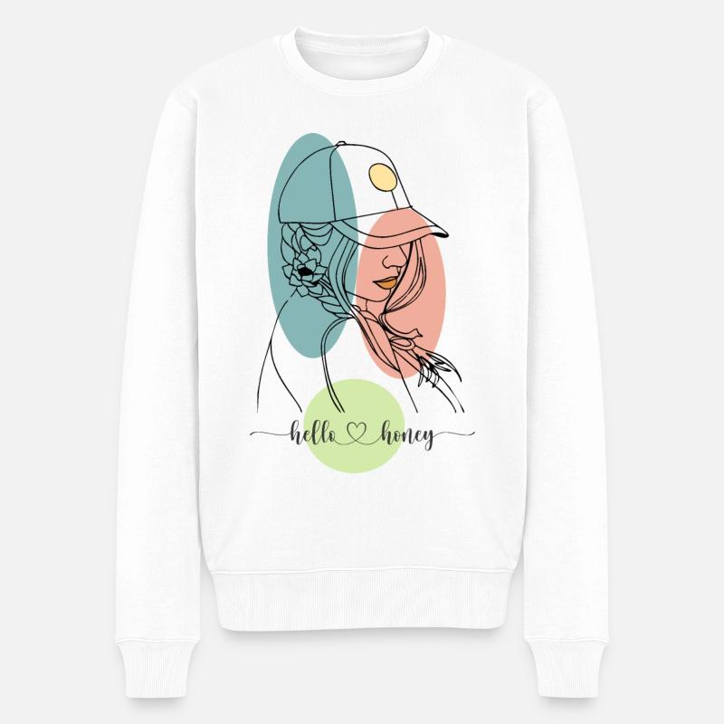 Hallo Schatz minimalistische Kunst - Männer Premium Bio Pullover - Weiß