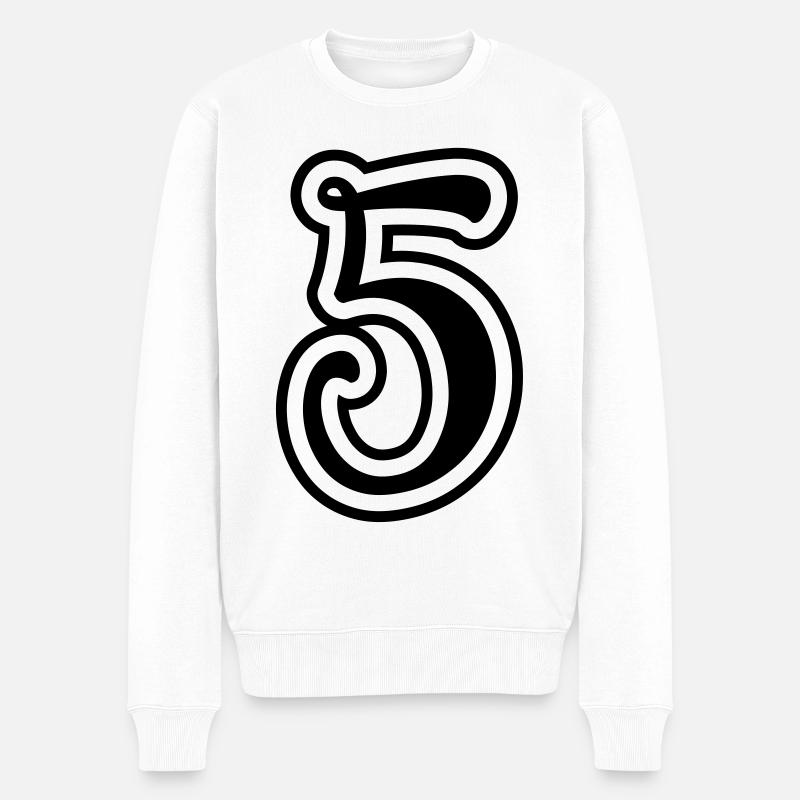 5 Zahl nummer - Männer Premium Bio Pullover - Weiß