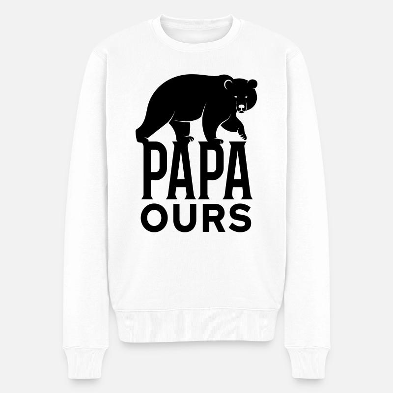 Papa ours - Pull Premium bio Homme - blanc