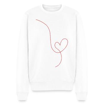 Rote Herzlinienzeichnung - Männer Premium Bio Pullover - Weiß - Vorne - Thijin (182cm)
