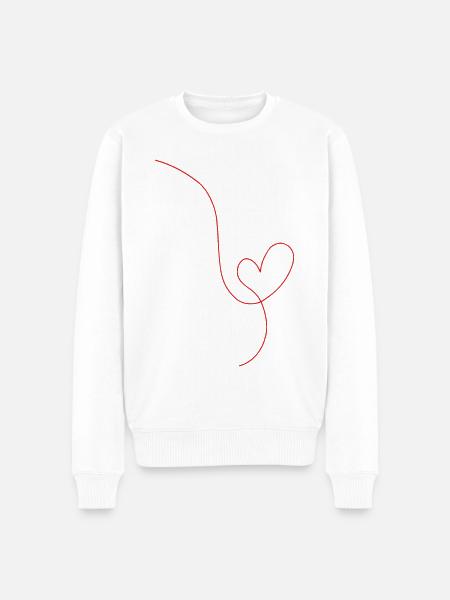 Red heart line drawing - Men's Premium Organic Jumper - white