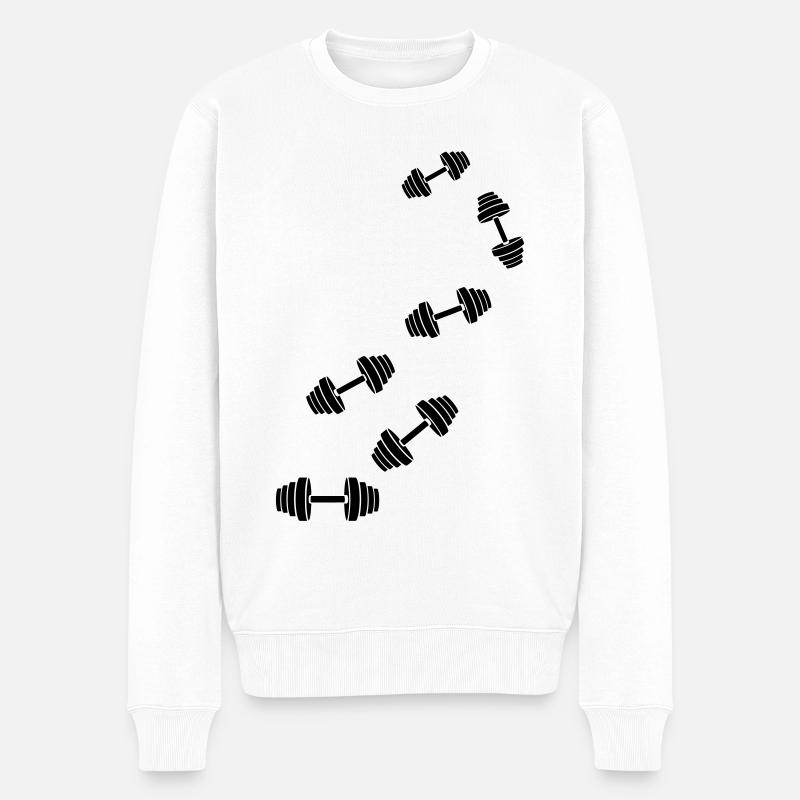 Icône de poids d’haltères - Pull Premium bio Homme - blanc