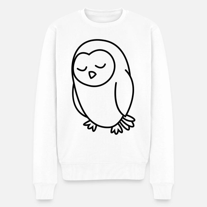 Eule Comic Tier - Männer Premium Bio Pullover - Weiß