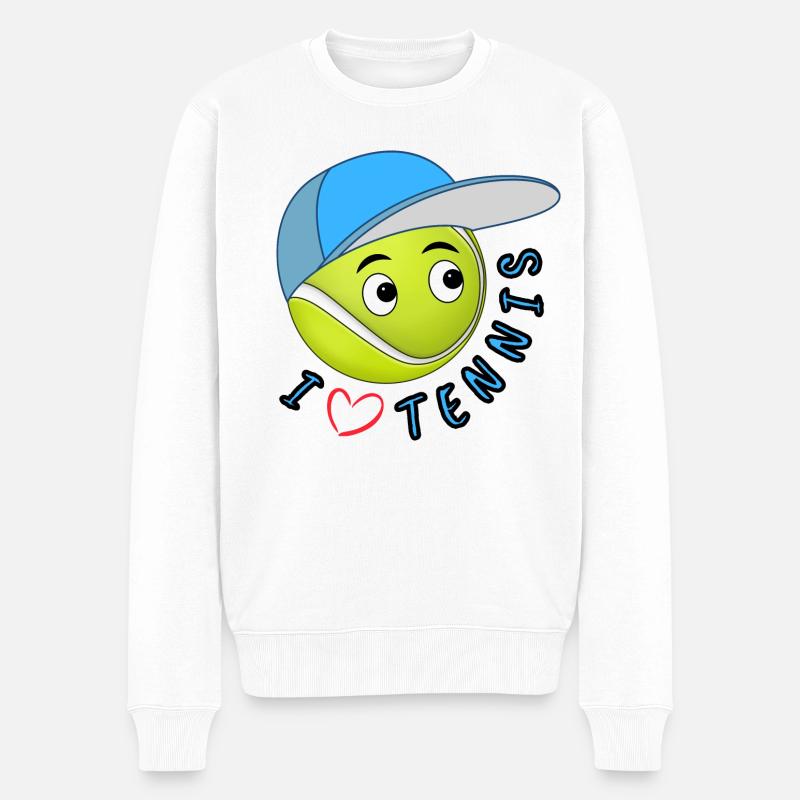 Ich liebe Tennis - Männer Premium Bio Pullover - Weiß