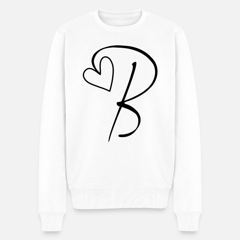Buchstabe B Buchstabe-B Kalligrafie - Männer Premium Bio Pullover - Weiß