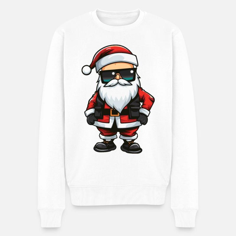 Weihnachtsmann Cool Santa Weihnachten - Männer Premium Bio Pullover - Weiß