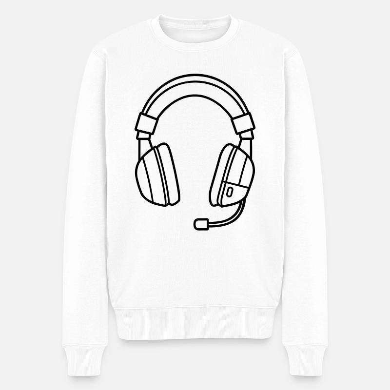 Gaming-Headset - Männer Premium Bio Pullover - Weiß
