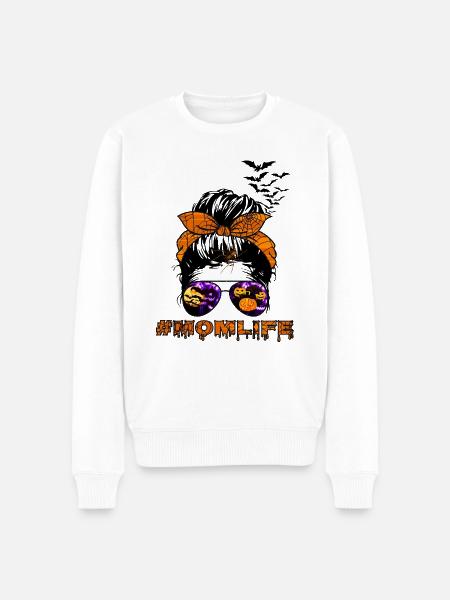Mama Leben Halloween - Männer Premium Bio Pullover - Weiß