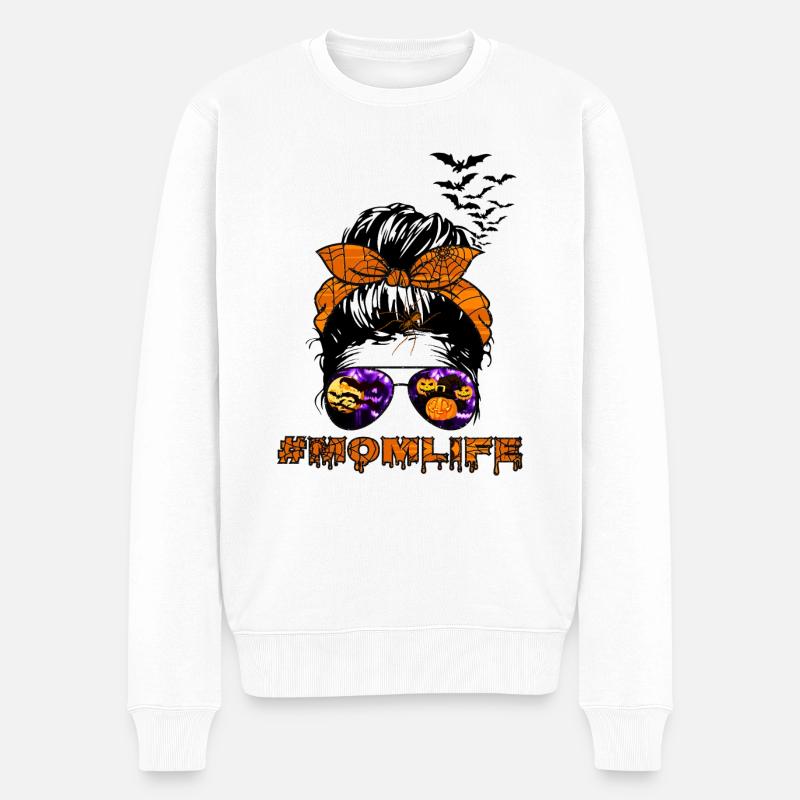 Mama Leben Halloween - Männer Premium Bio Pullover - Weiß