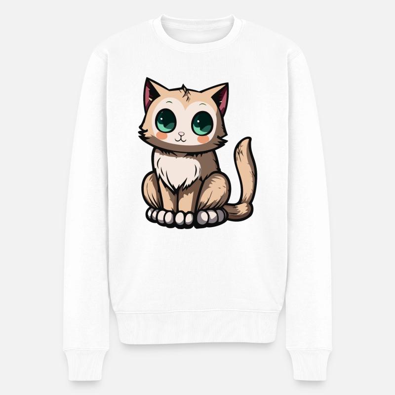 chat mignon - Pull Premium bio Homme - blanc