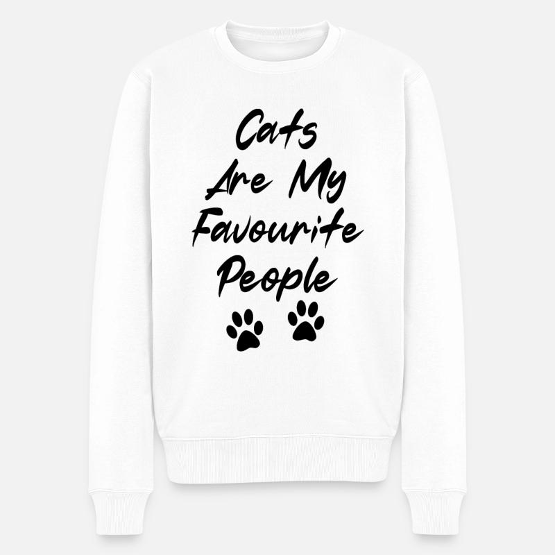 Katzenmensch - Männer Premium Bio Pullover - Weiß