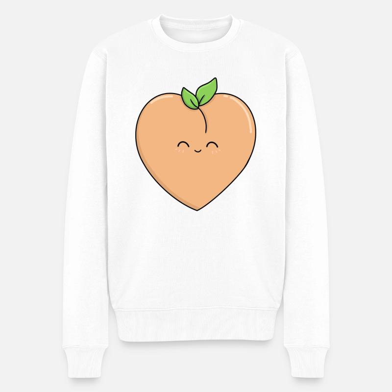 Liebe Pfirsiche - Männer Premium Bio Pullover - Weiß