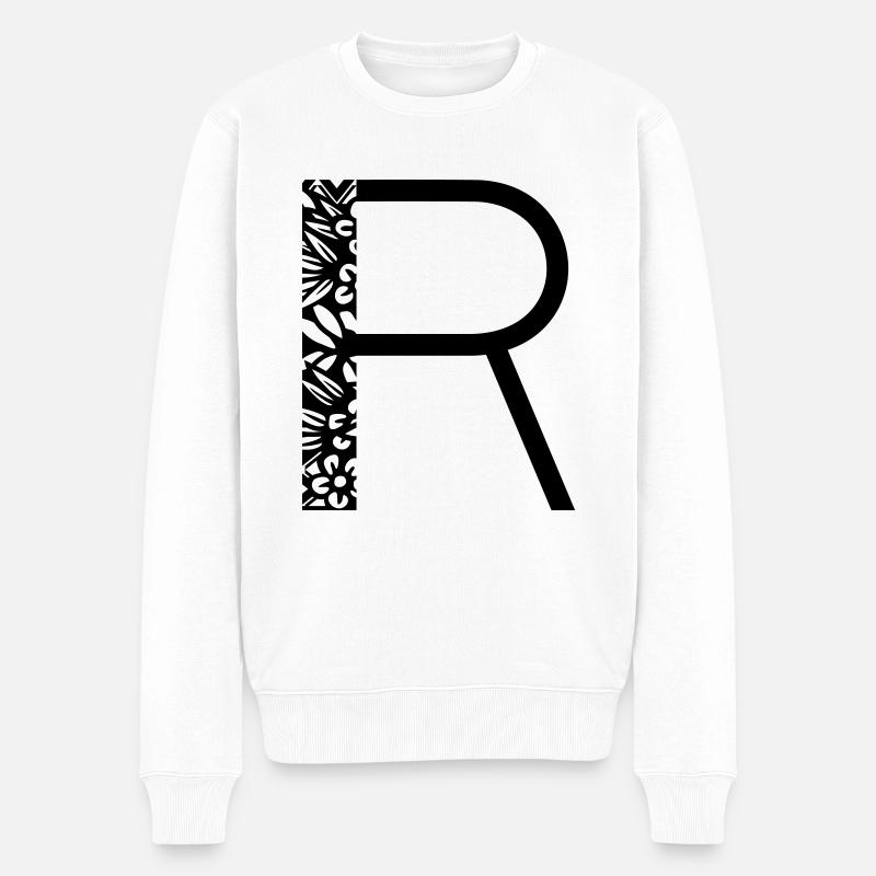 Buchstabe R - Männer Premium Bio Pullover - Weiß