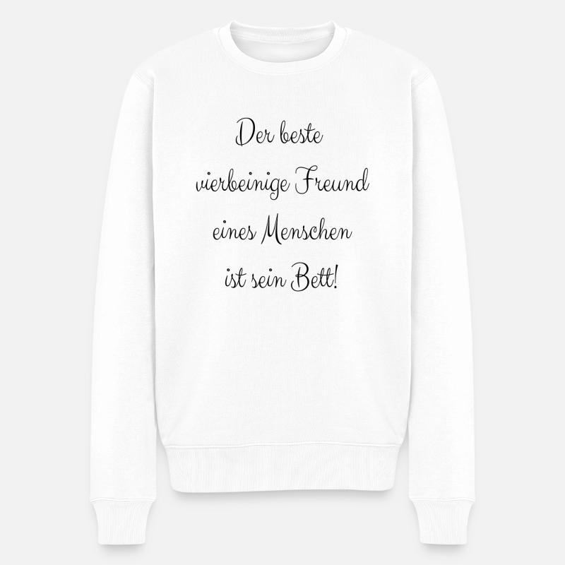 der beste vierbeinige Freund - lustig - Bett - Männer Premium Bio Pullover - Weiß