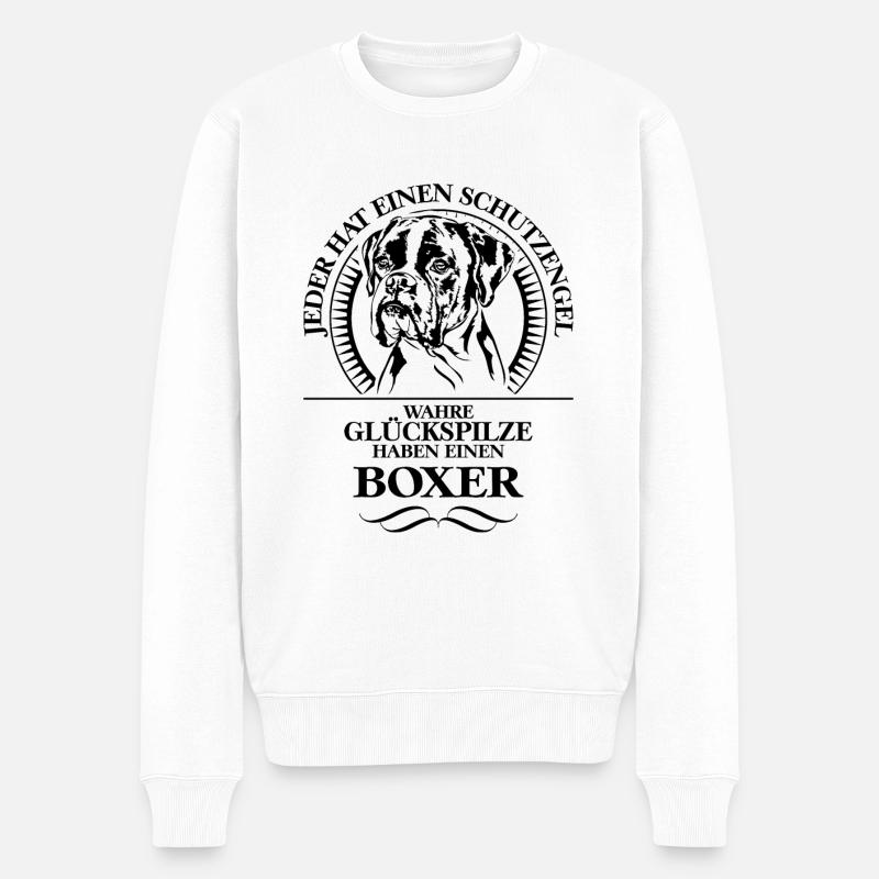 BOXER Schutzengel Hund Hunde WILSIGNS - Männer Premium Bio Pullover - Weiß