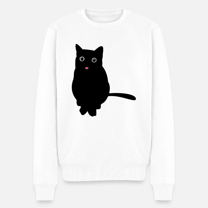 black cat - chat noir - Pull Premium bio Homme - blanc