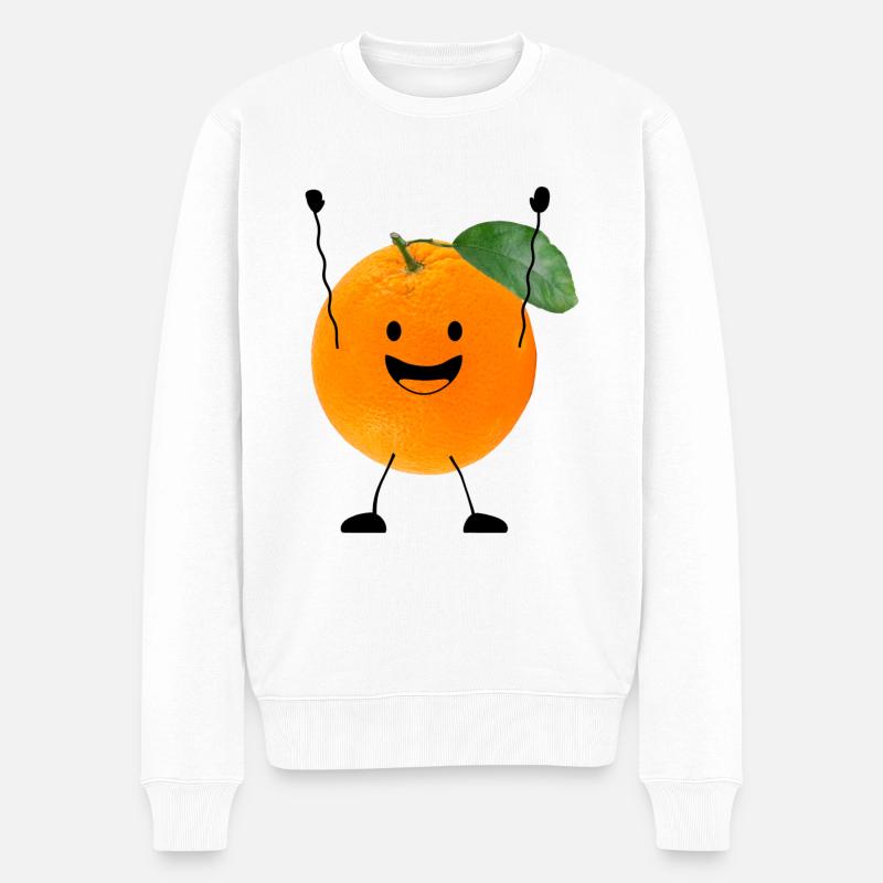 orange avec le visage - Pull Premium bio Homme - blanc