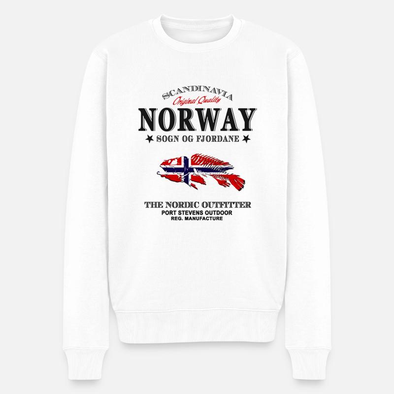 Norway Fishing - Männer Premium Bio Pullover - Weiß