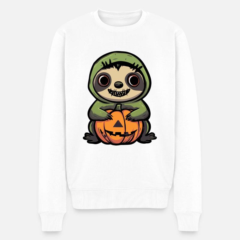 Faultier Halloween Comic Lustig - Männer Premium Bio Pullover - Weiß