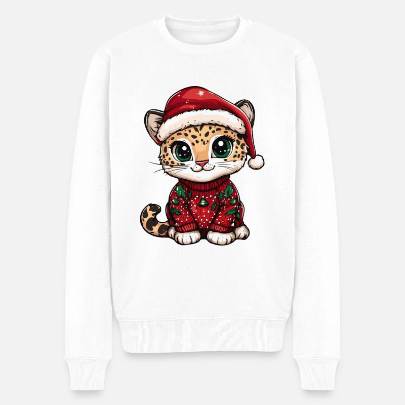 Leopard Christmas Comic - Men's Premium Organic Jumper - white