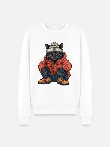 Cat Funny Winter - Men's Premium Organic Jumper - white