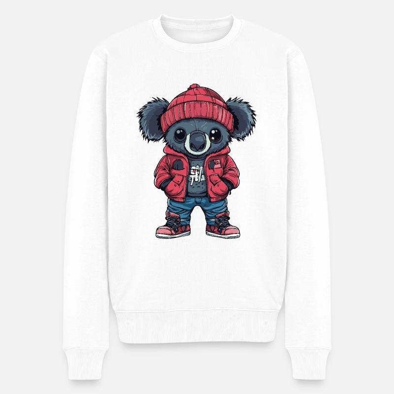 Koala Lustig Winter - Männer Premium Bio Pullover - Weiß