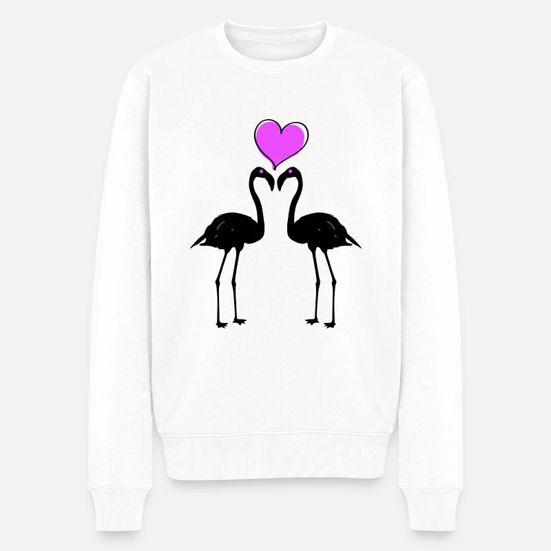 Flamingo Liebe Paar - Männer Premium Bio Pullover - Weiß