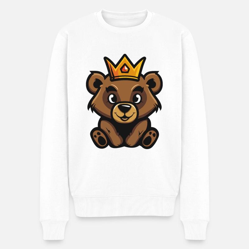 Couronne de bande dessinée d’ours - Pull Premium bio Homme - blanc