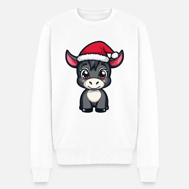 Esel Weihnachten Niedlich - Männer Premium Bio Pullover - Weiß