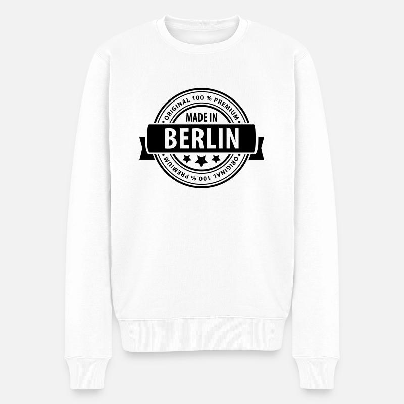 Made in BERLIN - Männer Premium Bio Pullover - Weiß