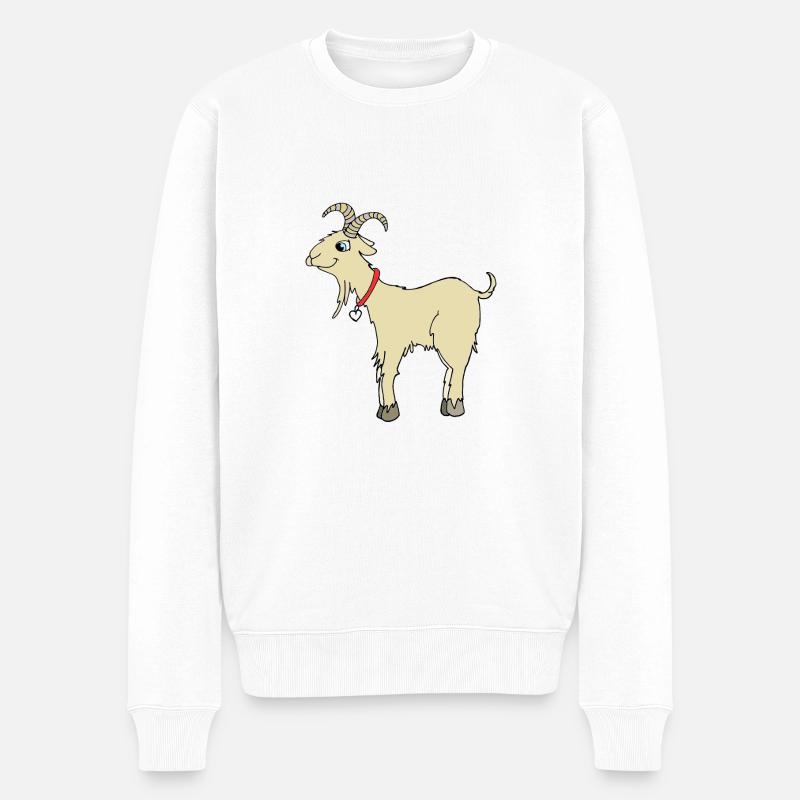 lustige Ziege - Peter die coole super ziege - Männer Premium Bio Pullover - Weiß