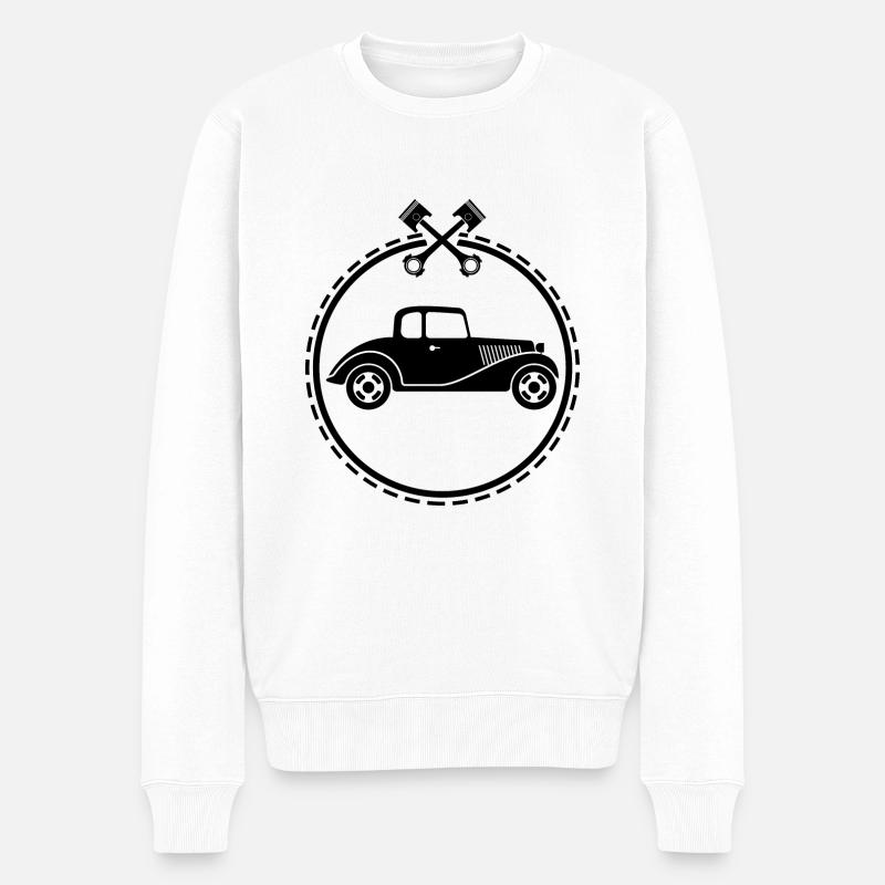 Oldtimer - Auto Nostalgisch Fahrzeuge - Männer Premium Bio Pullover - Weiß