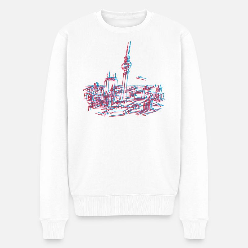 Berlin Panorama - Männer Premium Bio Pullover - Weiß
