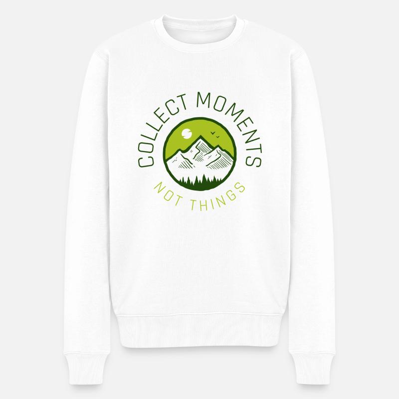 Sammle Momente, keine Dinge - Männer Premium Bio Pullover - Weiß
