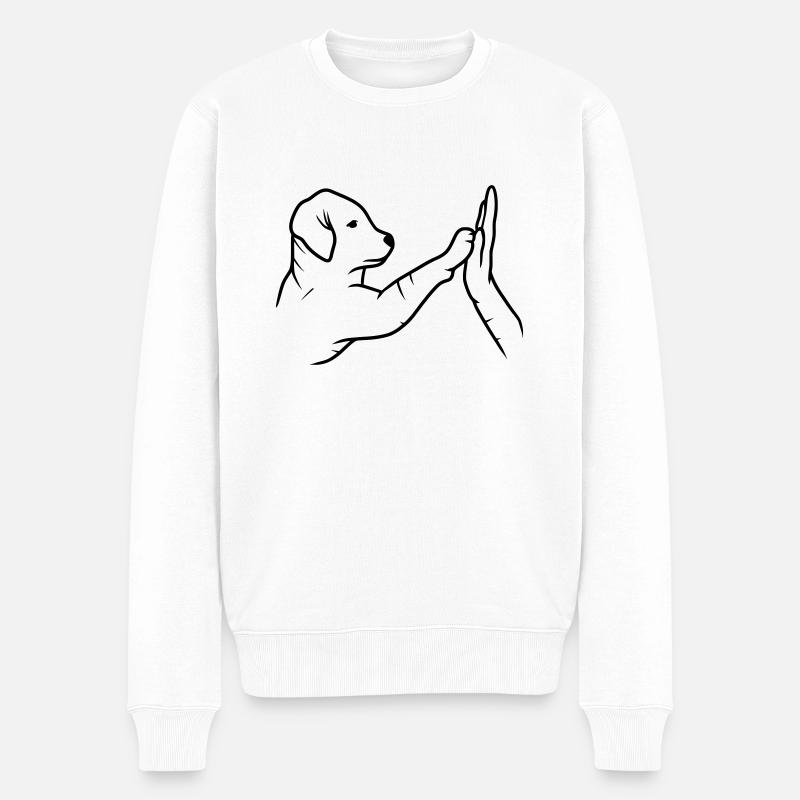 Gib Pfote Hund Hand - Männer Premium Bio Pullover - Weiß