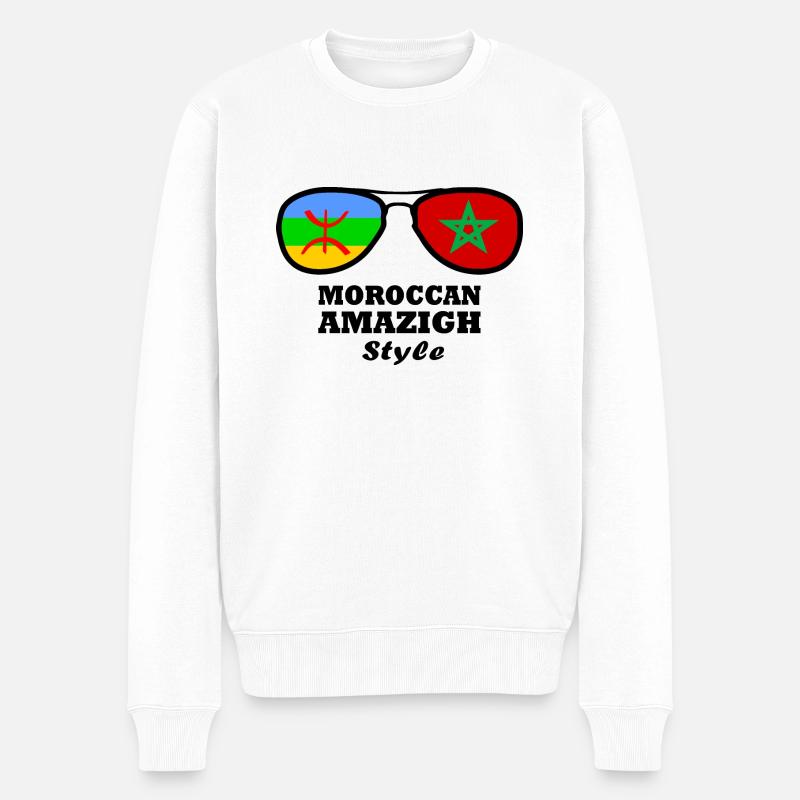 Drapeau Amazigh Maroc - lunettes - Pull Premium bio Homme - blanc