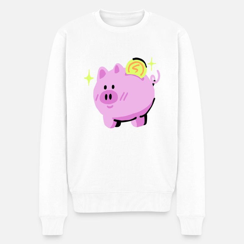 Geld Sparschwein - Männer Premium Bio Pullover - Weiß