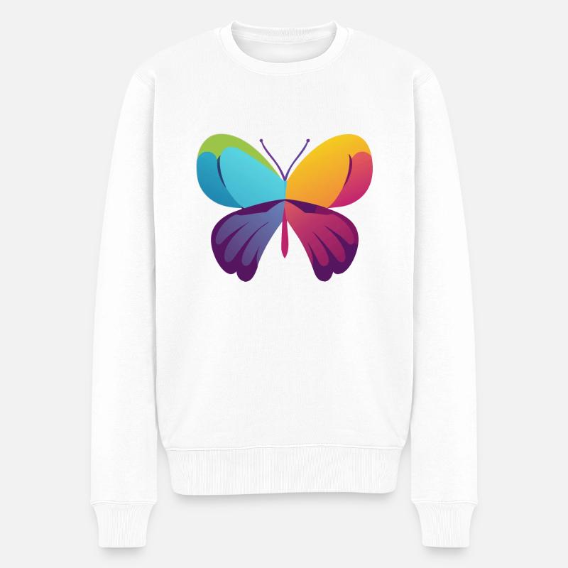 Schmetterling - Männer Premium Bio Pullover - Weiß