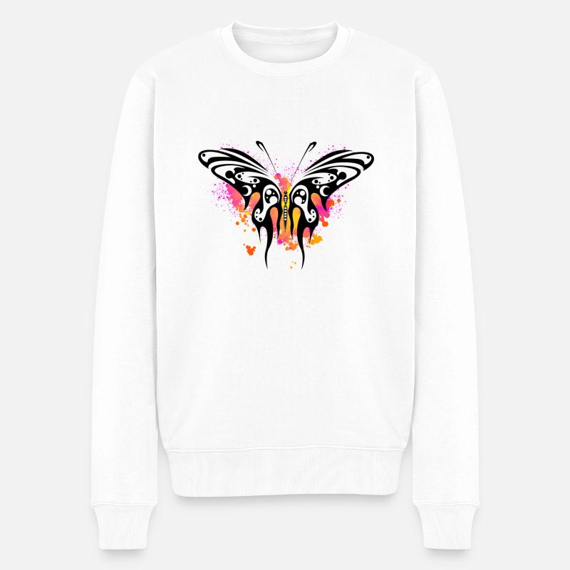 Butterfly aquarelle - Pull Premium bio Homme - blanc