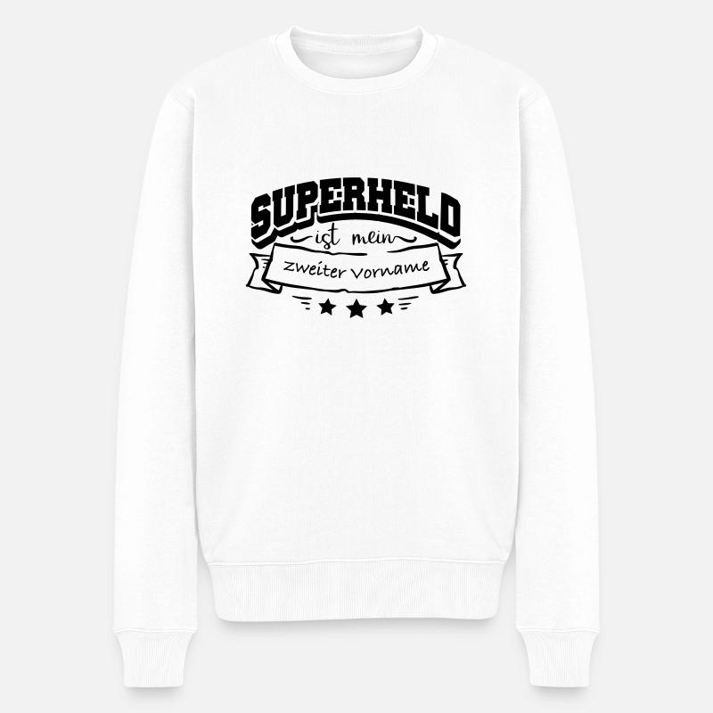 Vorname Superheld - Männer Premium Bio Pullover - Weiß