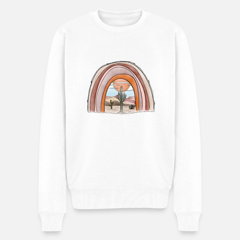 Pastell Wüste Regenbogen - Männer Premium Bio Pullover - Weiß