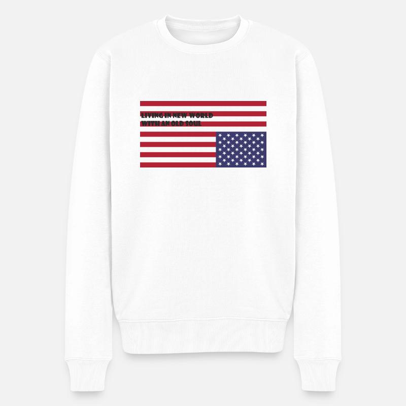 Leben in einer neuen Welt mit einer alten Seele - Männer Premium Bio Pullover - Weiß