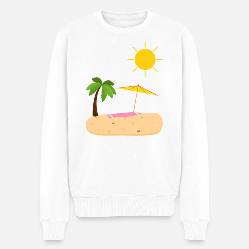 Summer Beach Sun Palm Trees - Men's Premium Organic Jumper - white