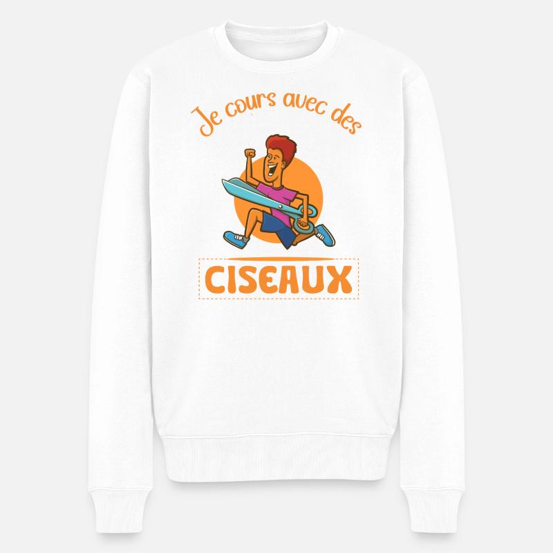 je cours avec des ciseaux - Pull Premium bio Homme - blanc